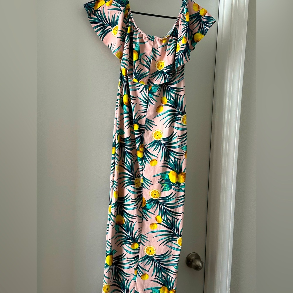 Off Shoulder Lemon/Leaf Dress